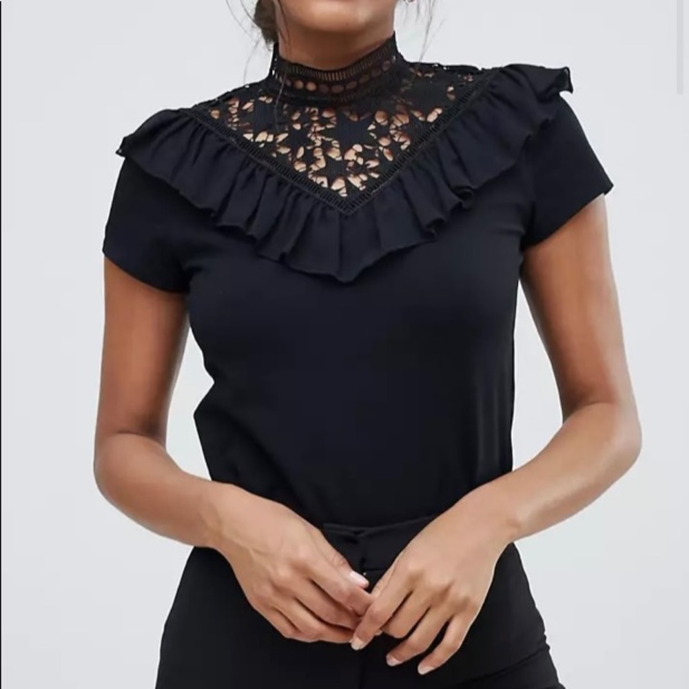 Ted Baker Aurra lace yoke t-shirt Black